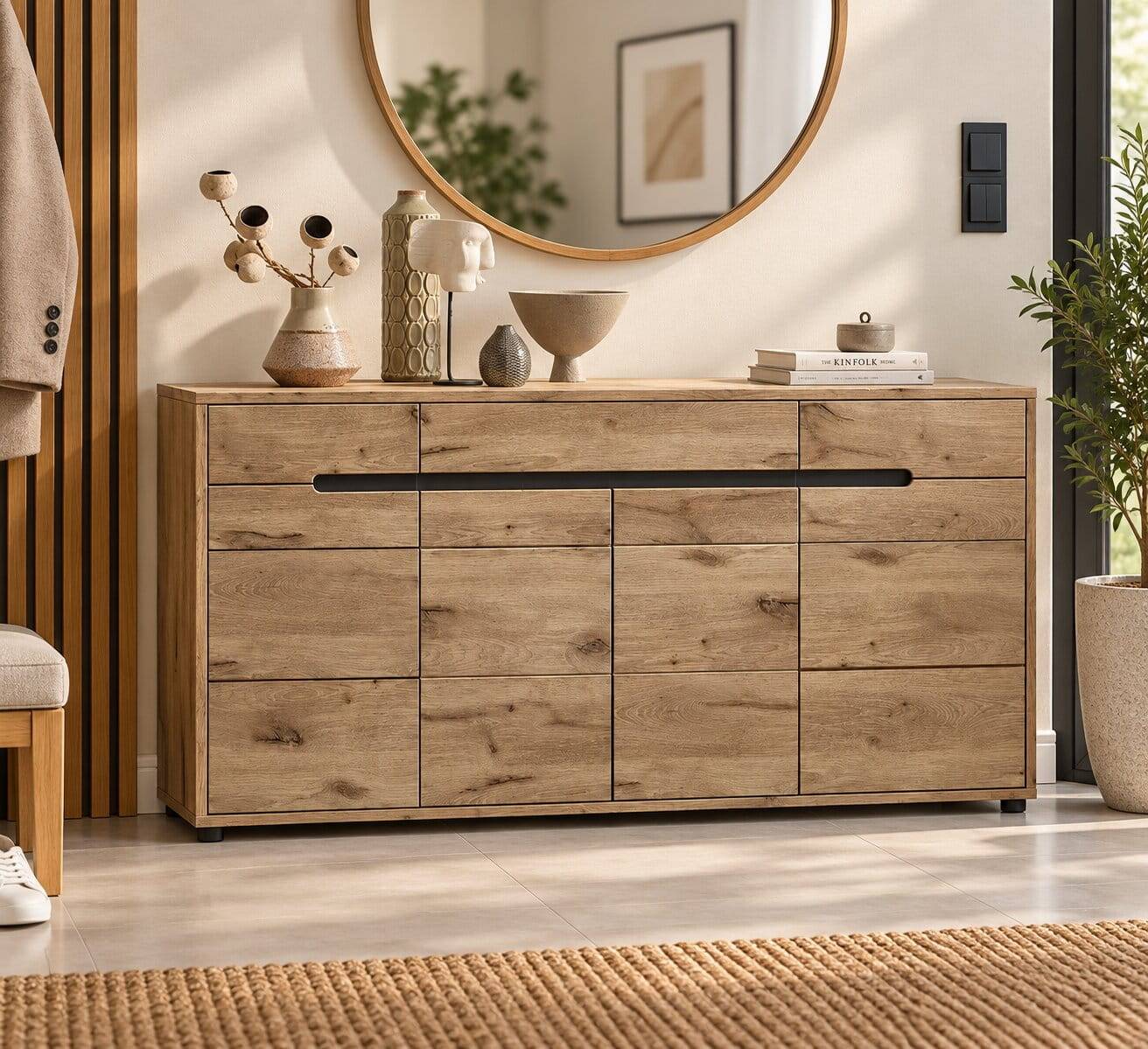 185cm breites Sideboard in Wildeiche Holzdekor - Zelio