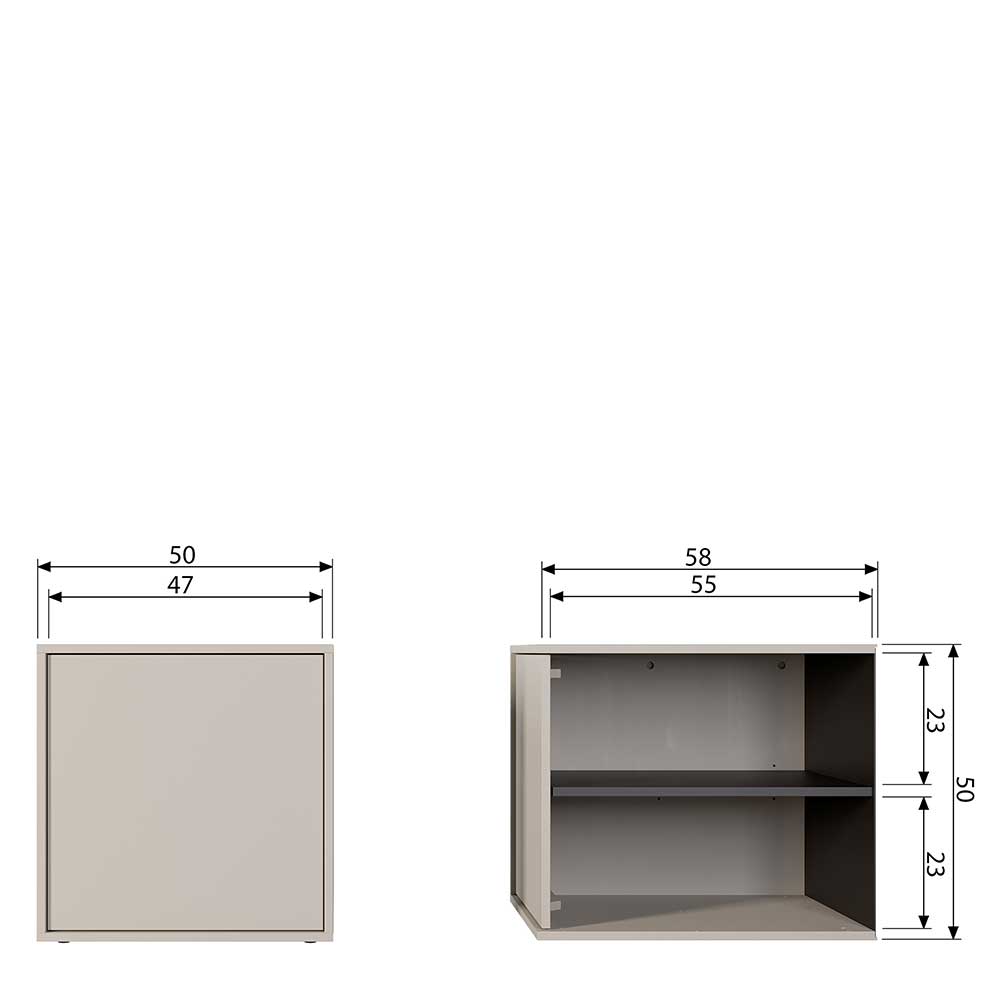 50x50x58 1-türiger Schrank in Grau - Career