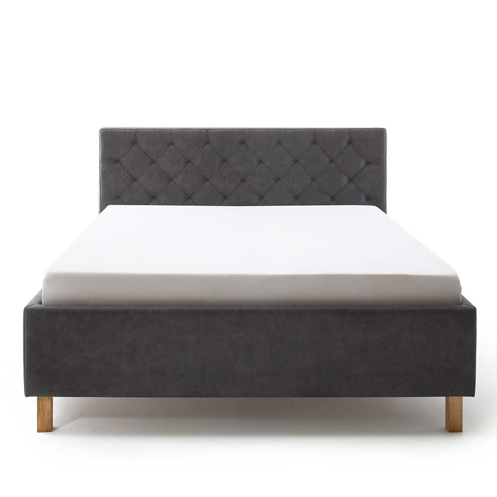 Ehebett mit Bettkasten in Anthrazit - Globals