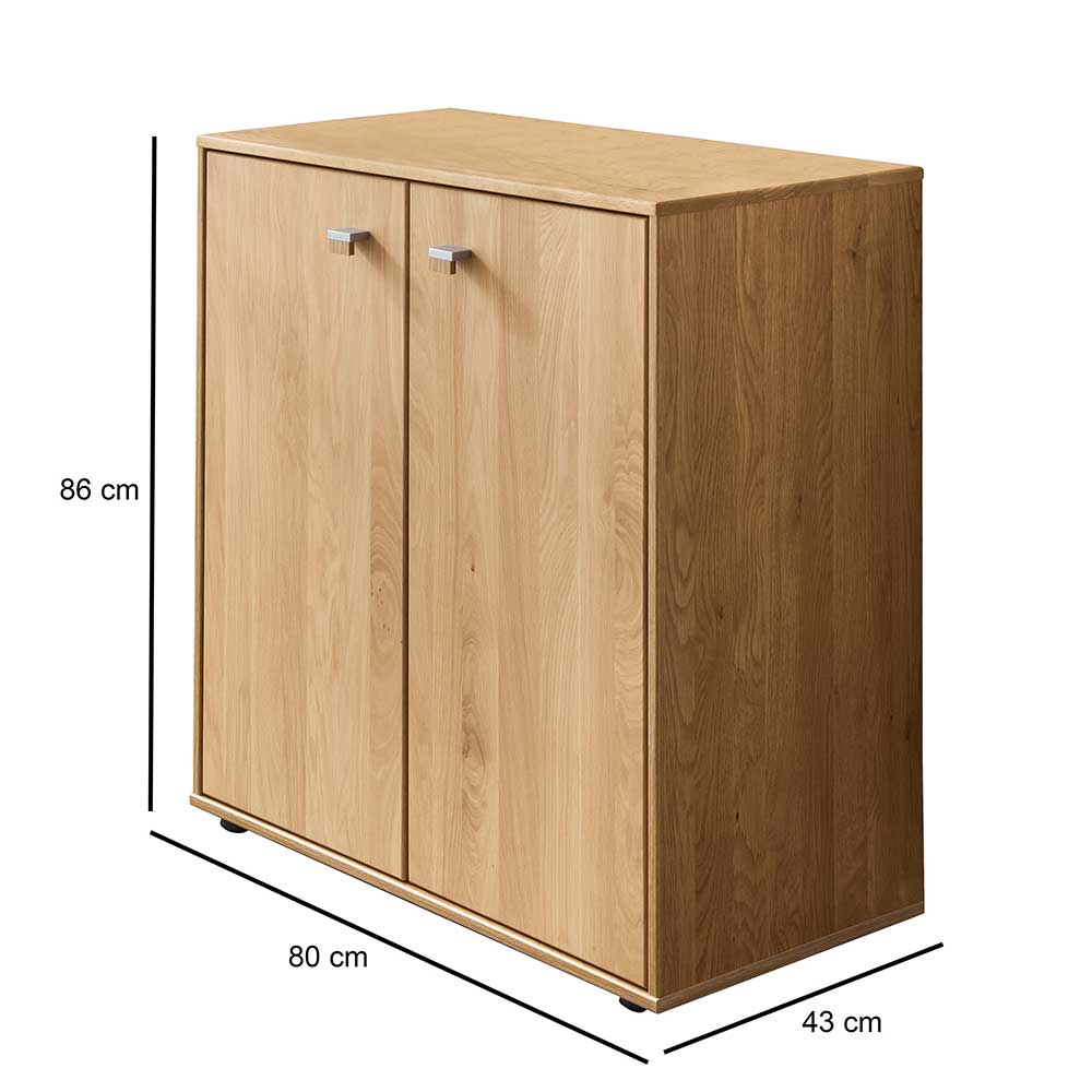 80x86x43 Holzkommode mit Türen aus Eiche - Emdsiva
