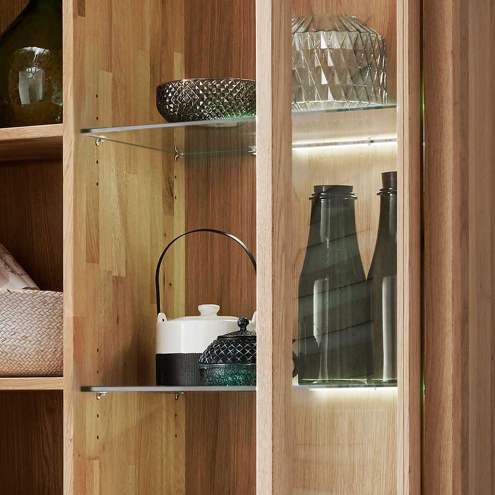 103x205x40 Vitrinenschrank aus Wildeiche Massivholz - Embleys