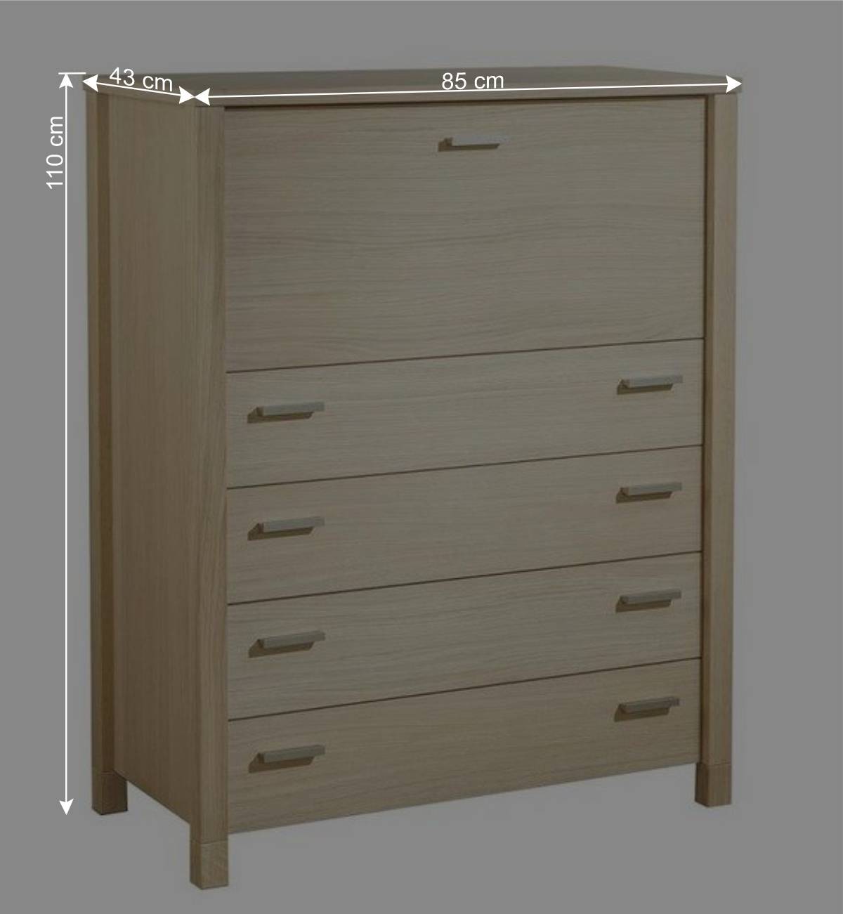 Geradliniger Sekretär Schrank in Eiche Bianco - Vlarenzo
