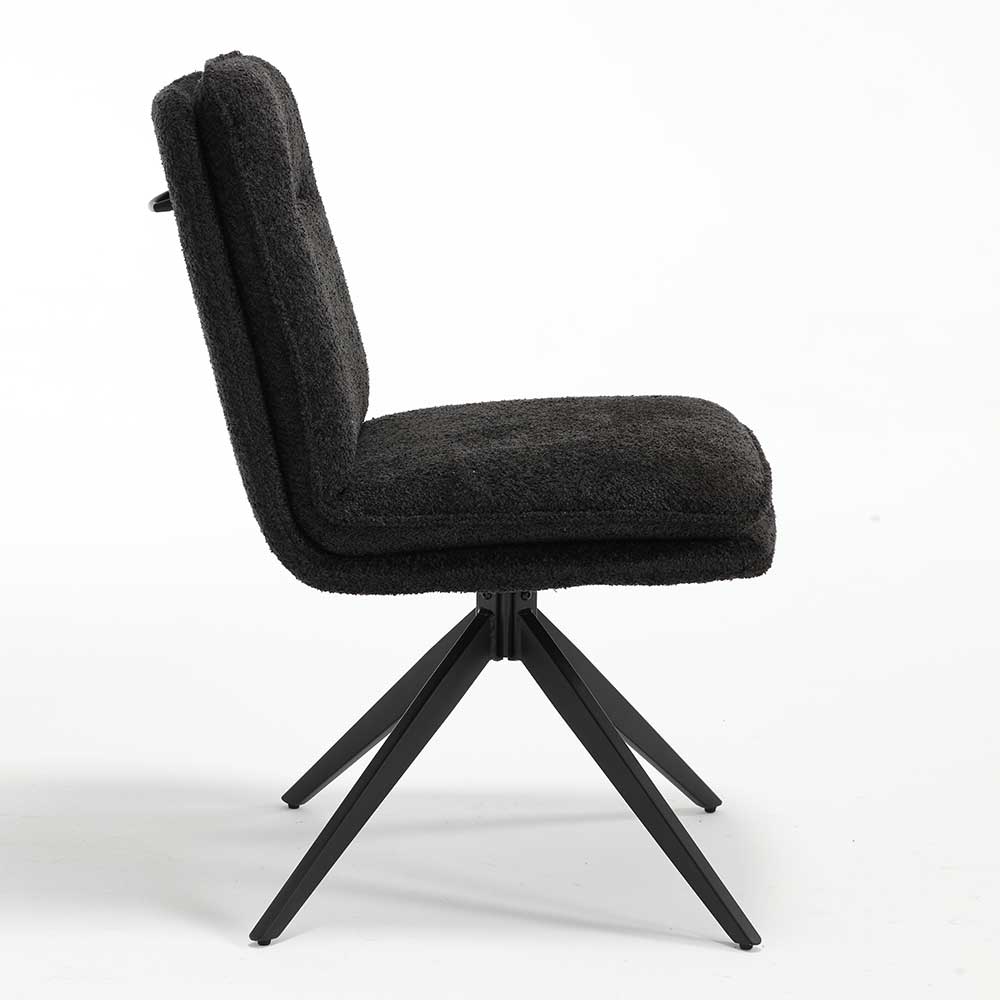 Dunkler Polsterstuhl in Anthrazit Boucle - Queen (2er Set)