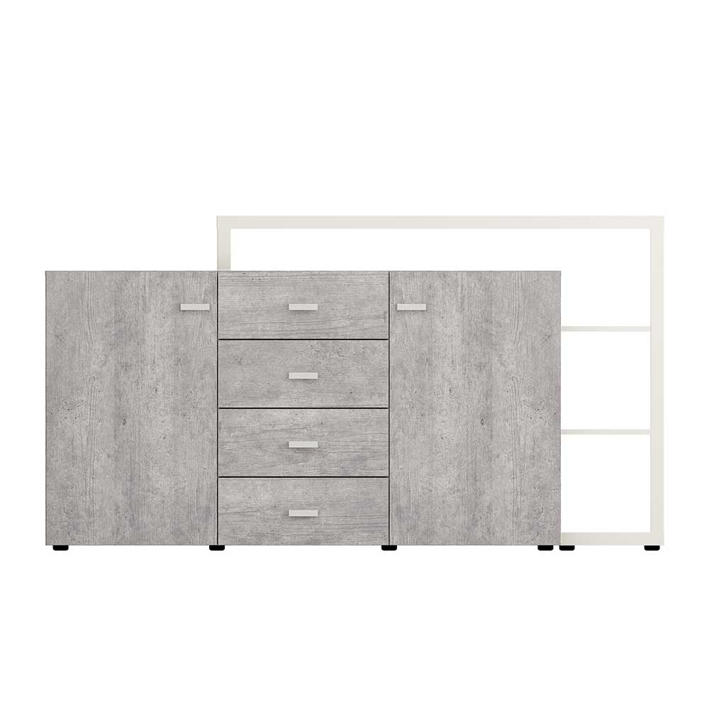 Design Sideboard in Beton Optik & Weiß - Venatio