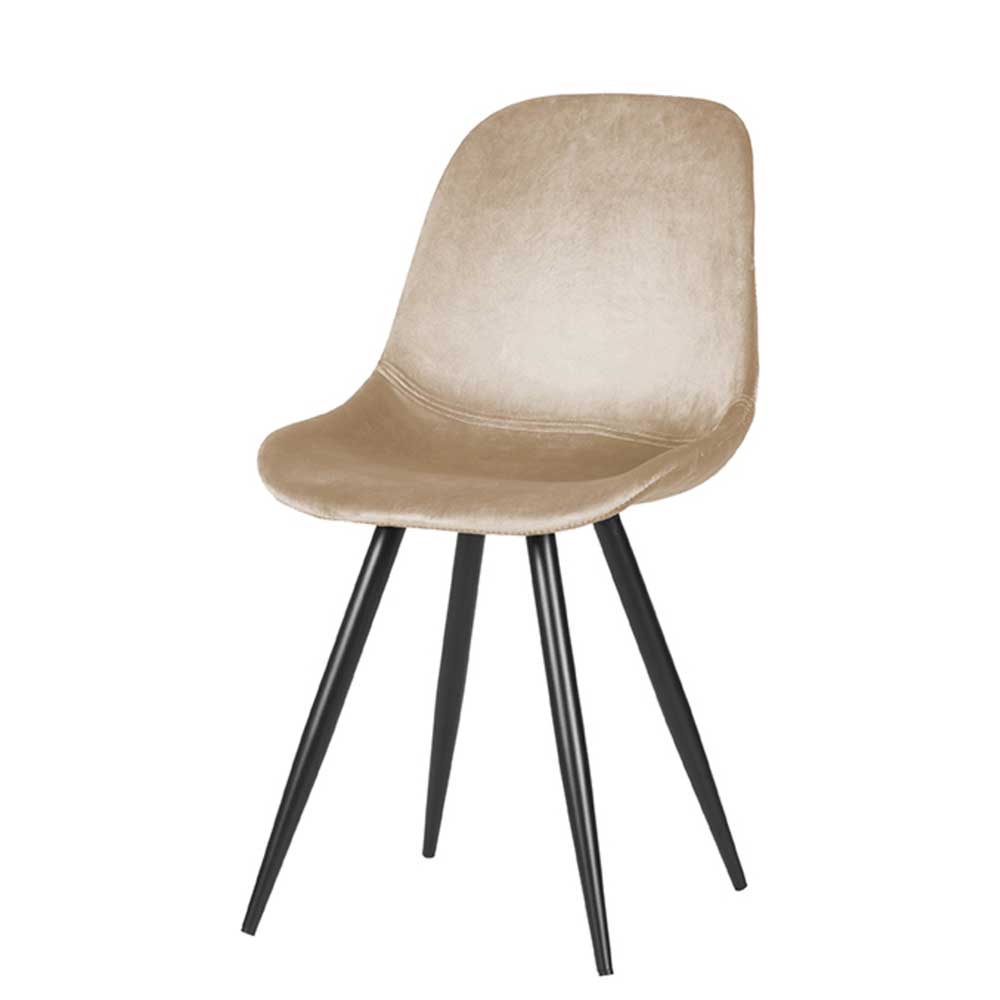 Samt Schalenstuhl in Beige - Jesafina (2er Set)