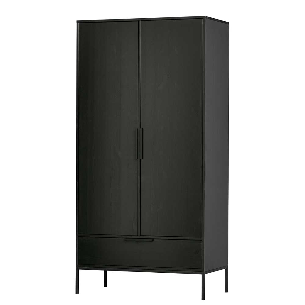 100x200x53 Schrank aus Kiefer in Schwarz - Drian