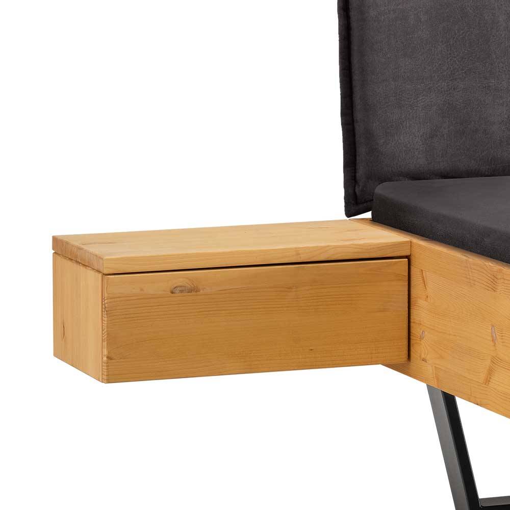 Schwebende Nachtkommode aus Kiefernholz mit integrierter Schublade passend zum Holzbett – Phiano