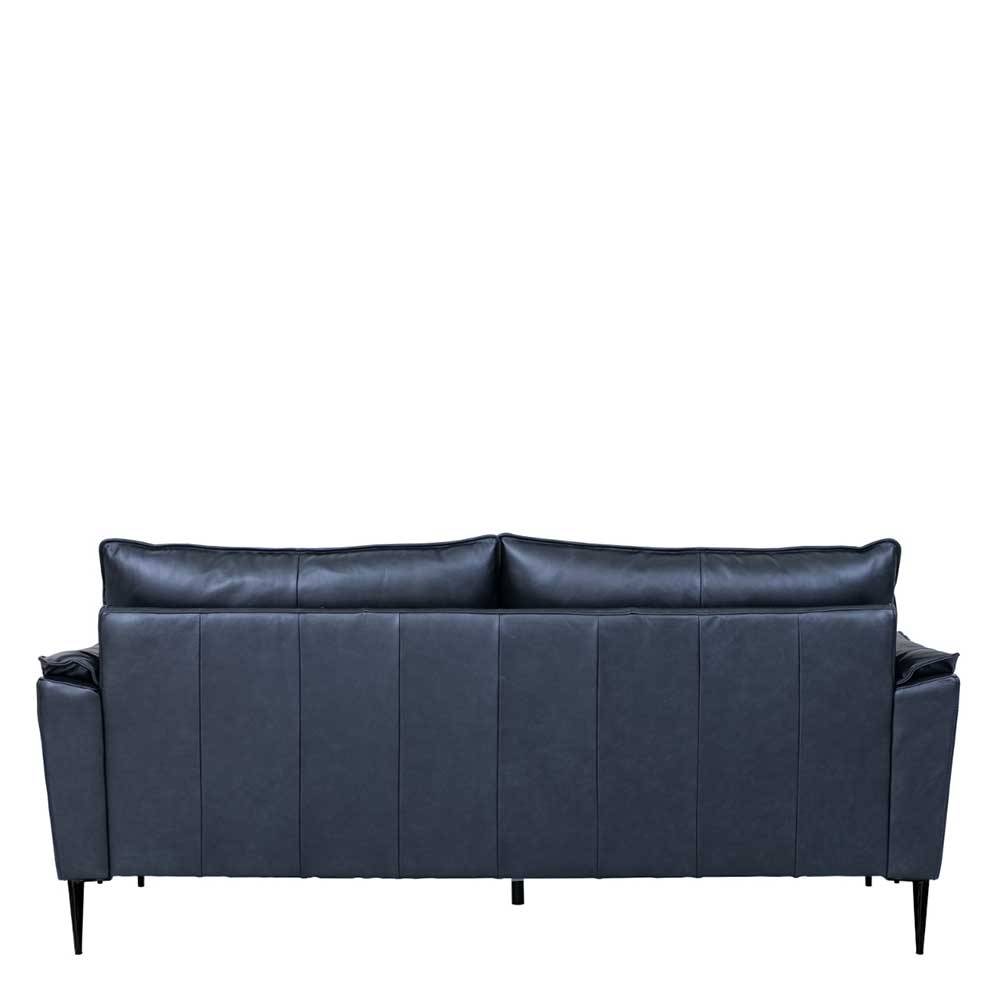 Schwarze Wohnzimmercouch aus Leder in Vintage Optik - Lagon