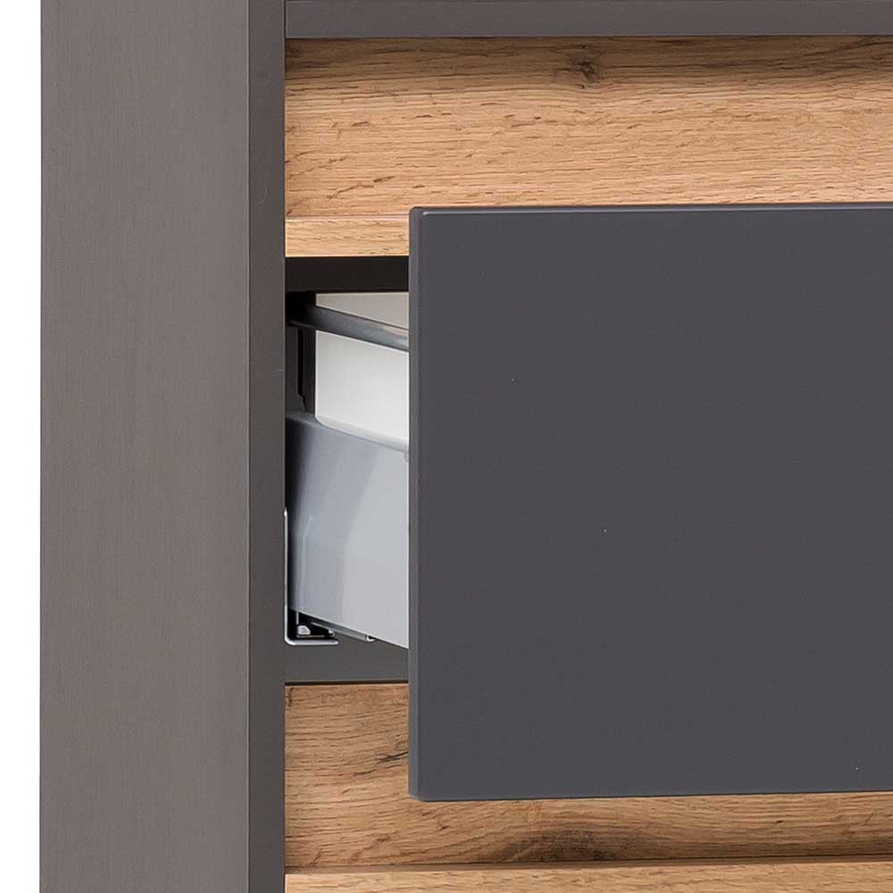 40x185x35 Bad Hochschrank in Grau mit Wildeiche - Agiruan
