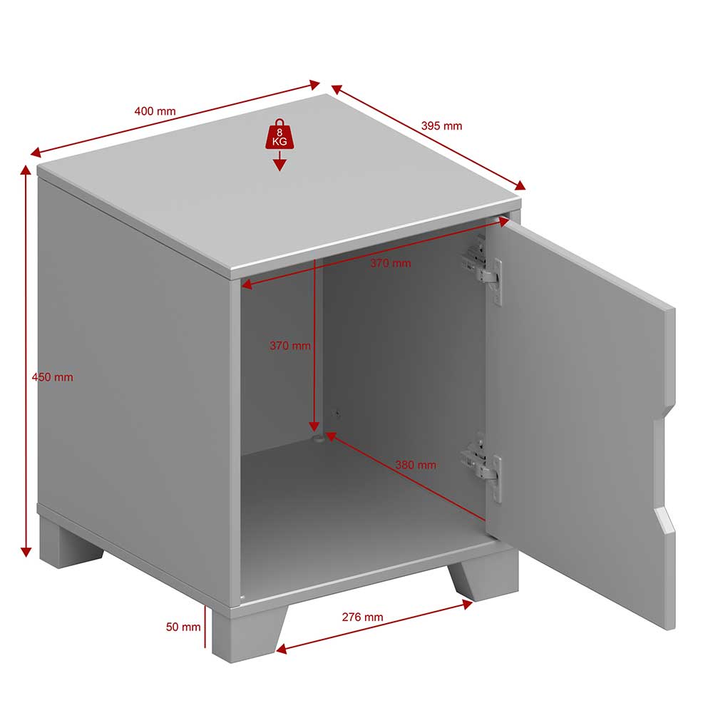 Moderner Nachtschrank in Grau - Niento