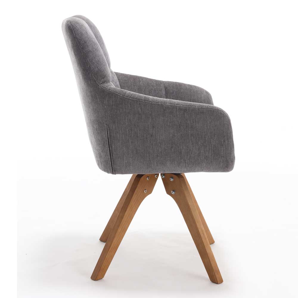 Strukturstoff Tischsessel in Grau - Trane (2er Set)