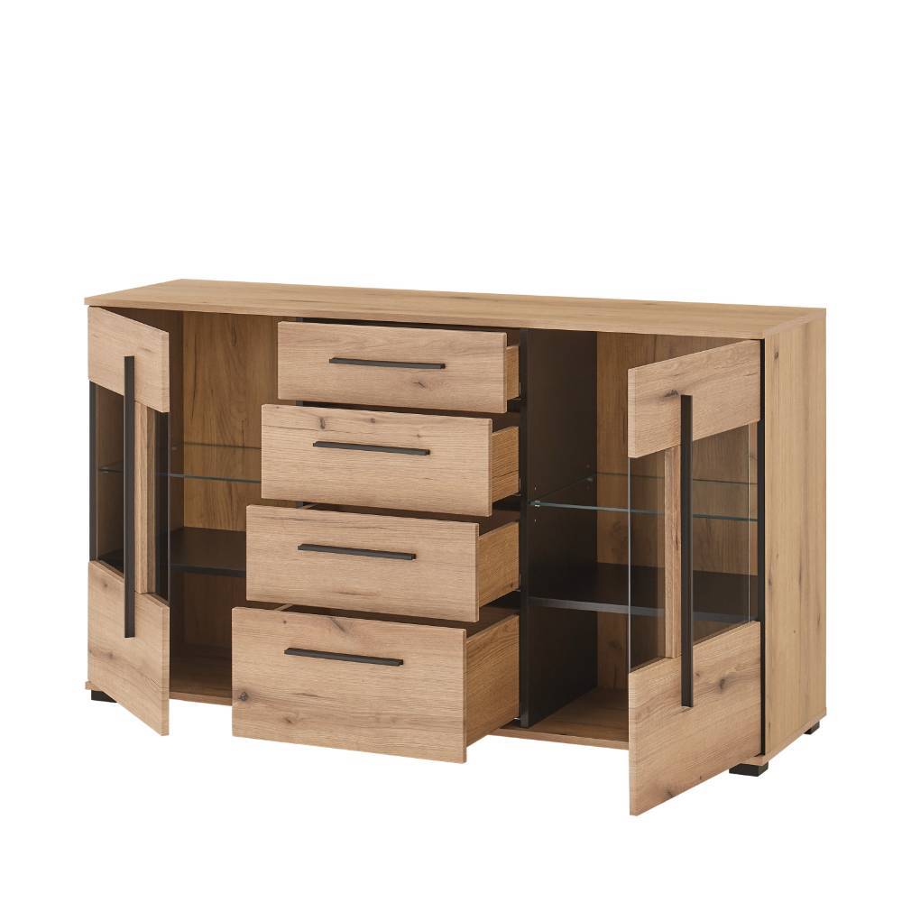 Sideboard Vitrine in Eiche Dekor - Brocus