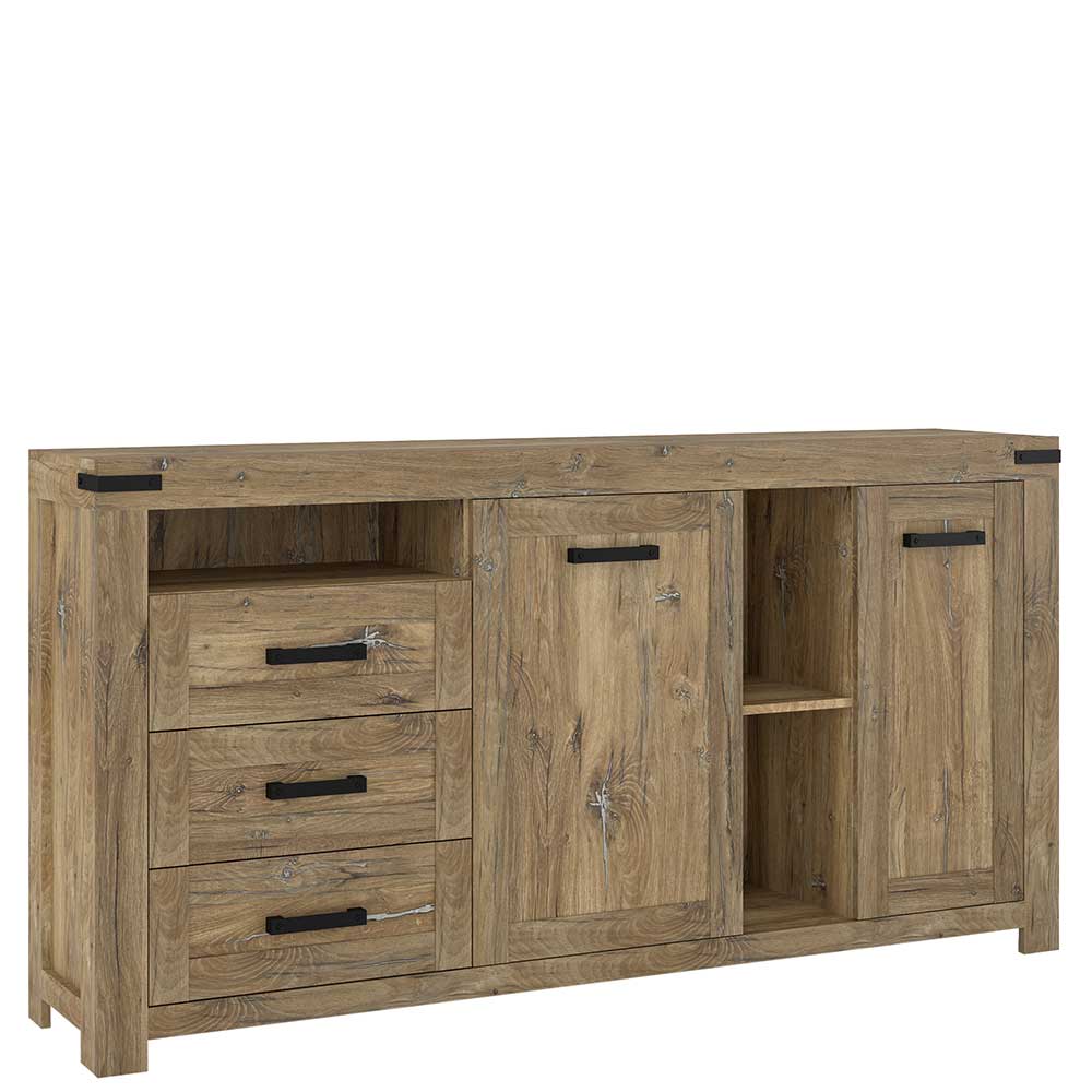 Rustikal-modernes Sideboard in Eiche Dunkel - Ginetta