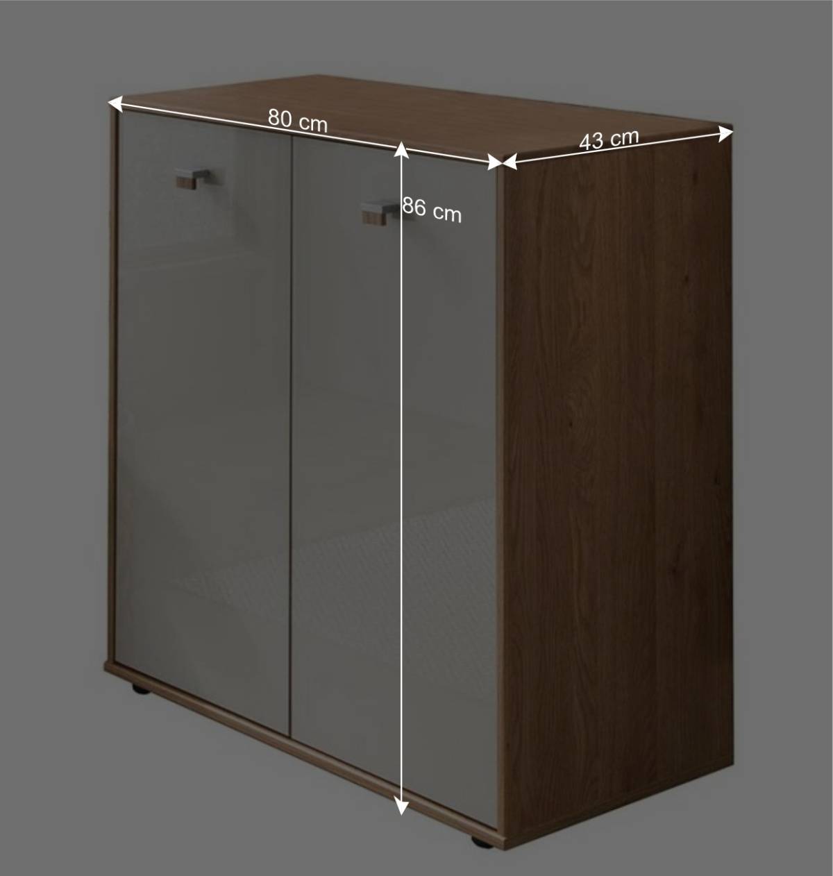 Türen-Kommode in Beige Glasfront - Emdsiva