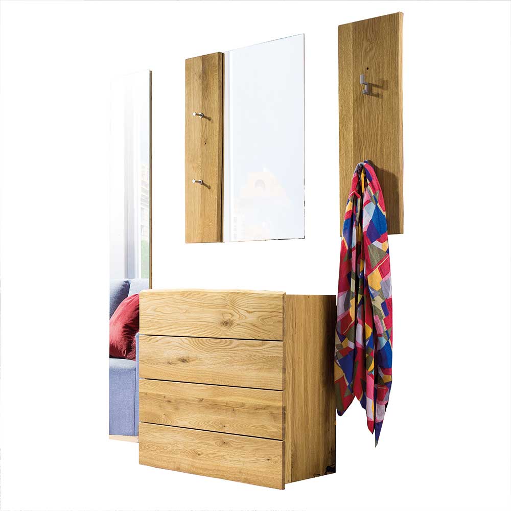 Holz Garderoben Set aus Eiche - Avidora (vierteilig)