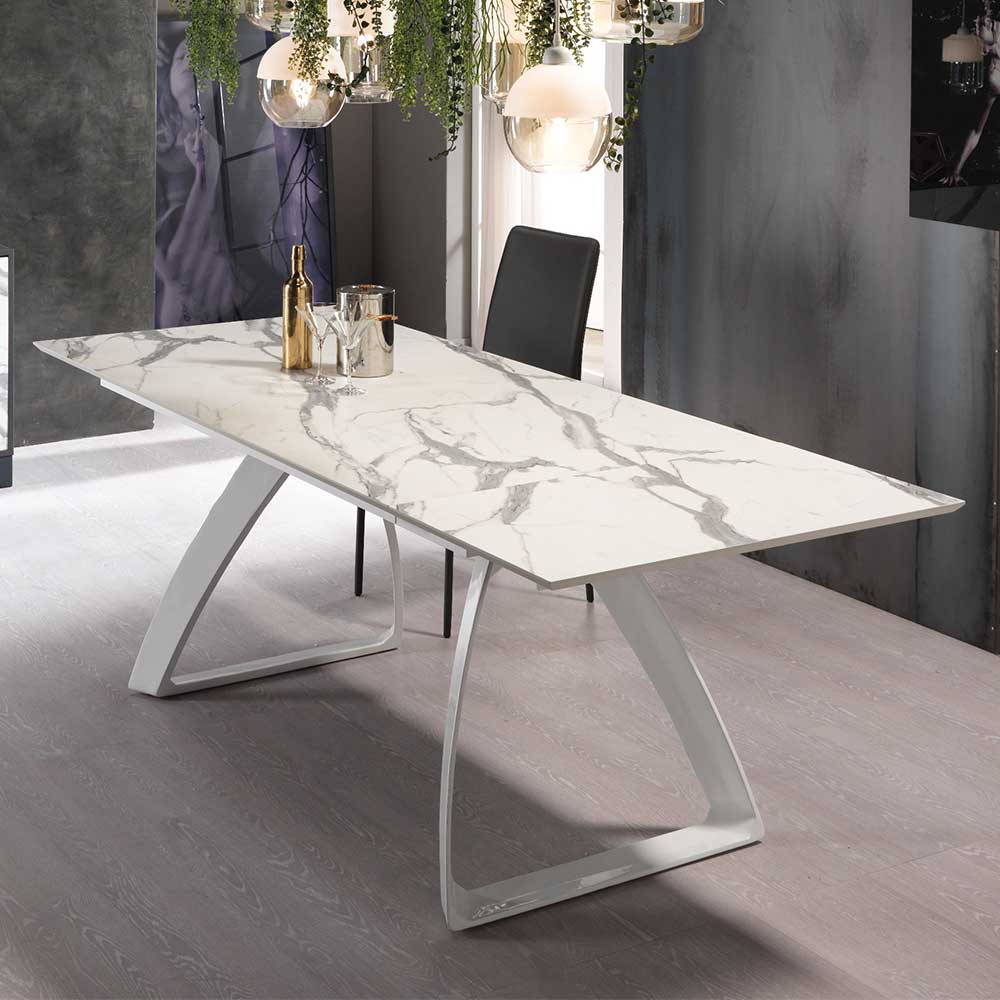 Marmor Design HPL Esstisch mit Stahlgestell - Zyra