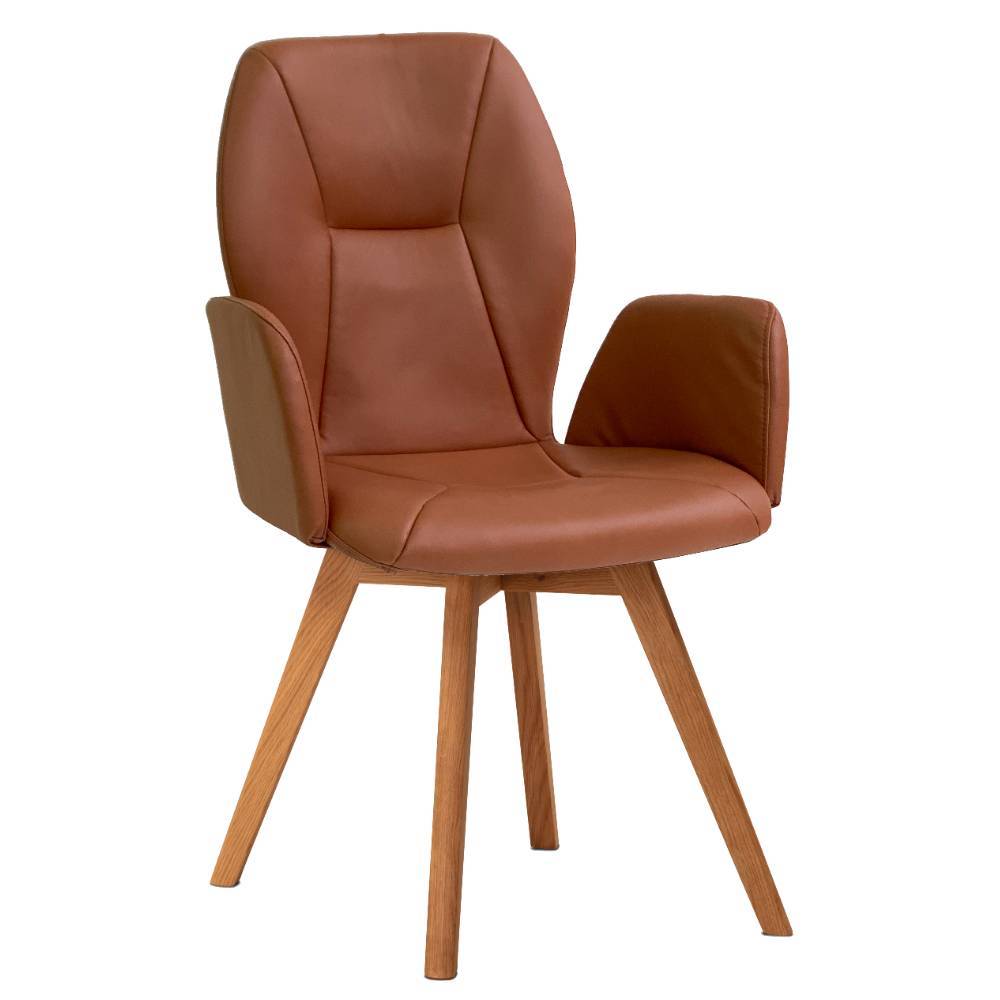 Design-Armlehnenstuhl in Cognac Braun - Poy