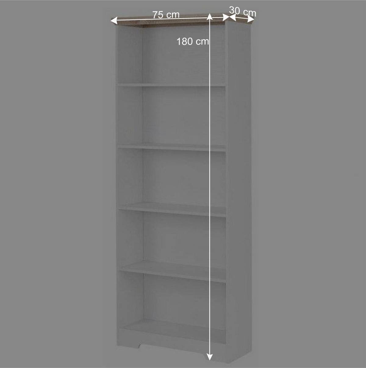75x180x30 Bücher Regal mit fünf Fächern - Akedra