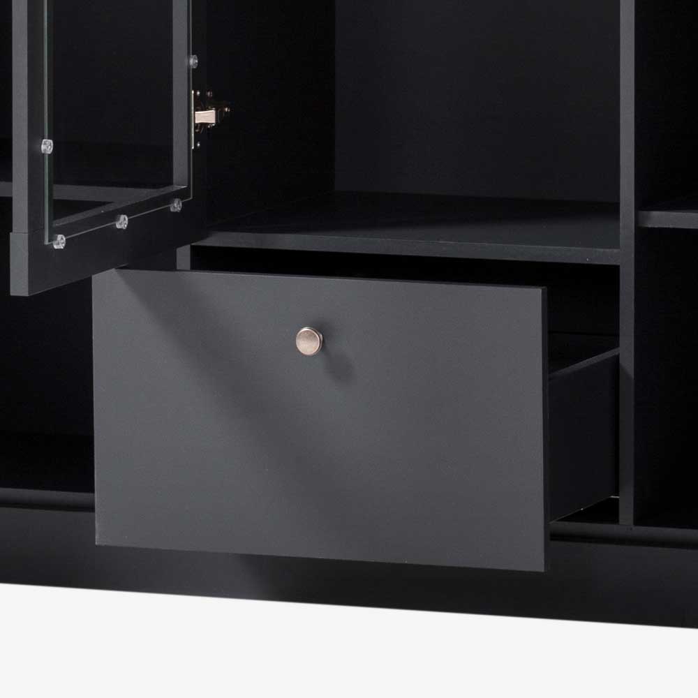 Highboard Vitrinenschrank in Anthrazit - Lionel