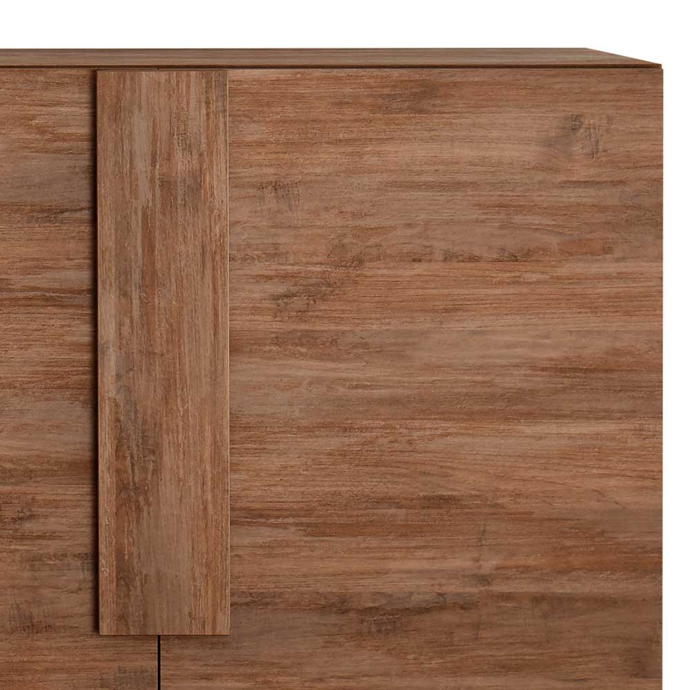Detailansicht der markanten Holzmaserung und des vertikalen Designelements am Türbereich – Basento
