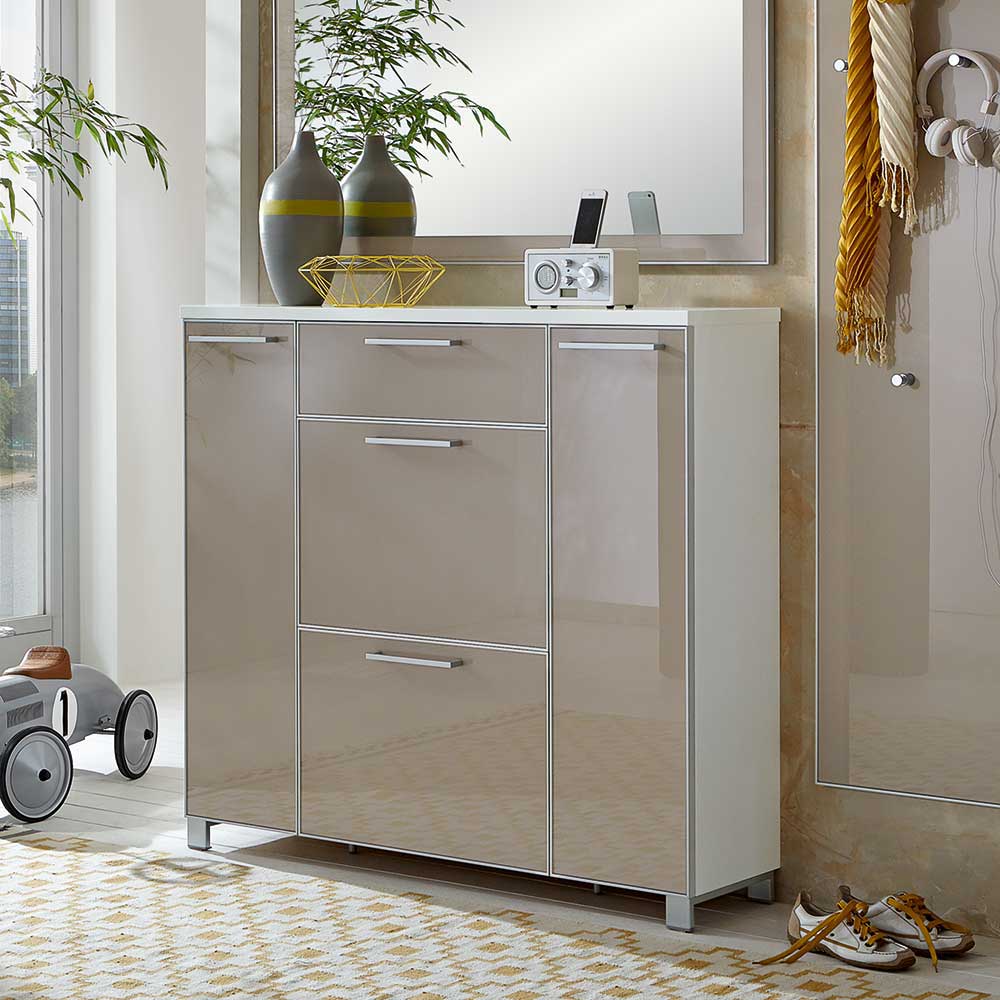 Garderobenkombination Srocca in Taupe Glas beschichtet (dreiteilig)