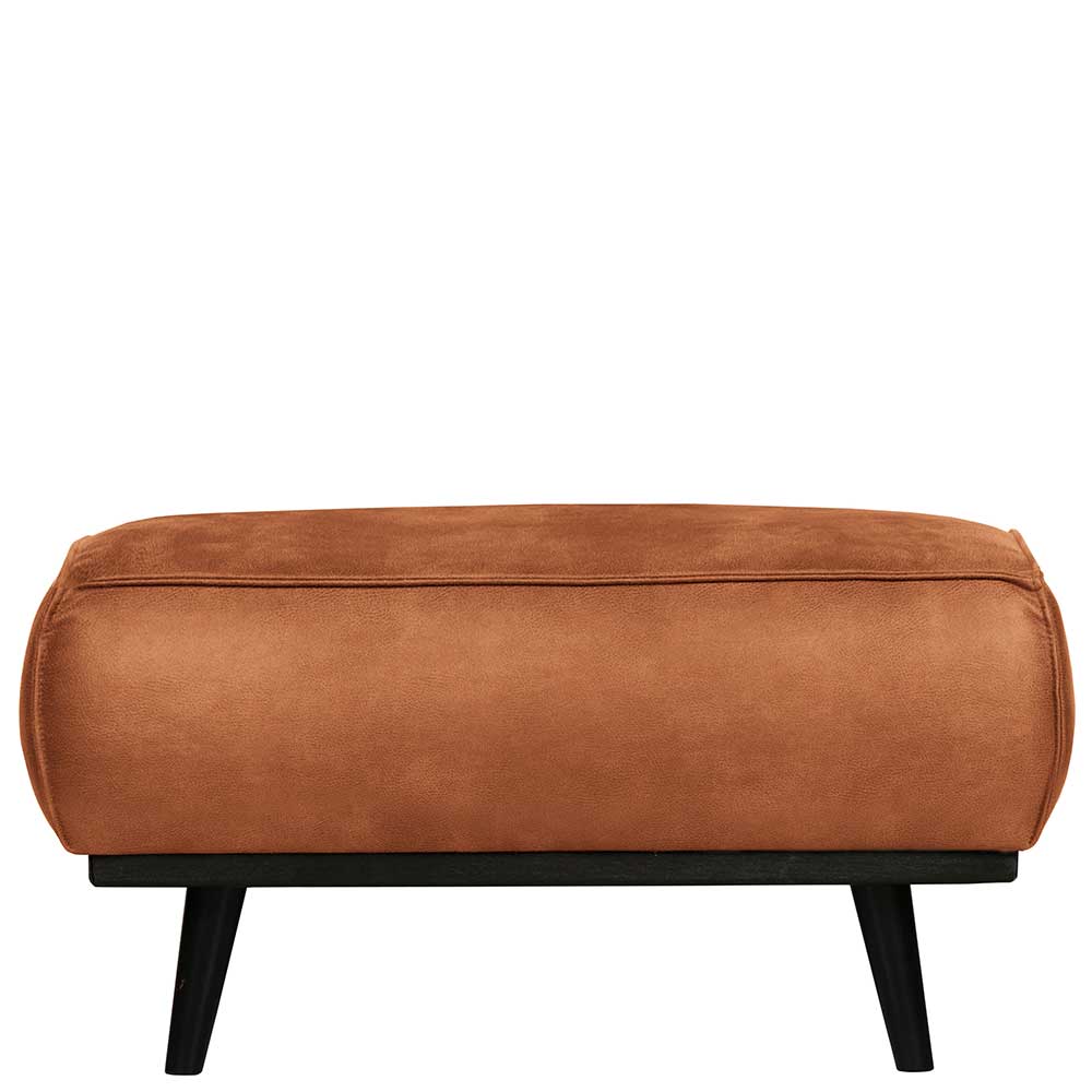Leder Polsterhocker in Cognac Braun & Schwarz - Albin