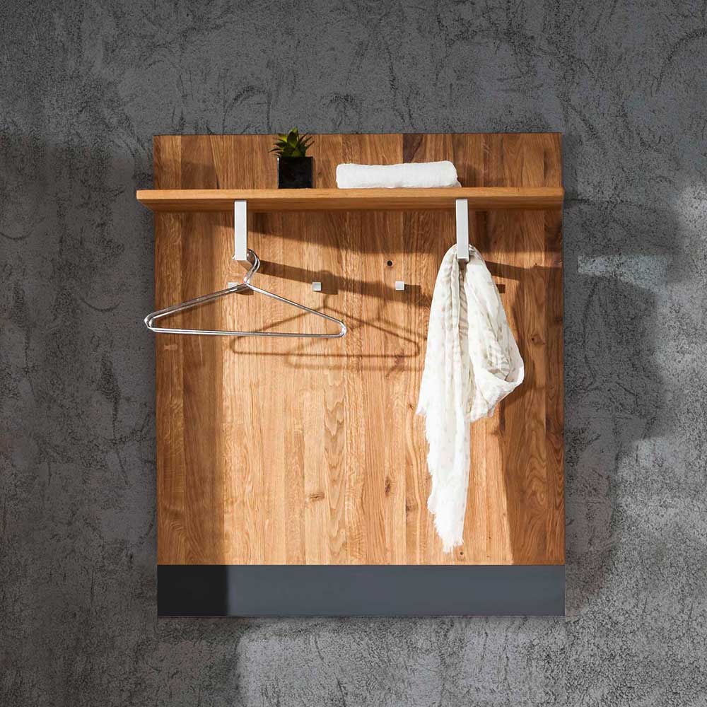 Zweifarbige Hängegarderobe aus Holz mit Ablage und Haken für den Flur – Mandrey