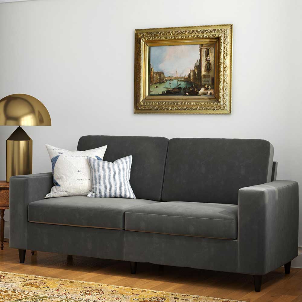 Dreisitzer Couch in Grau Samt - Hippa