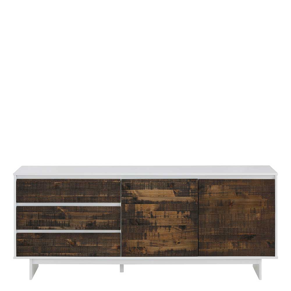 165x68x35 Sideboard in Weiß & Kiefer dunkel - Chihu