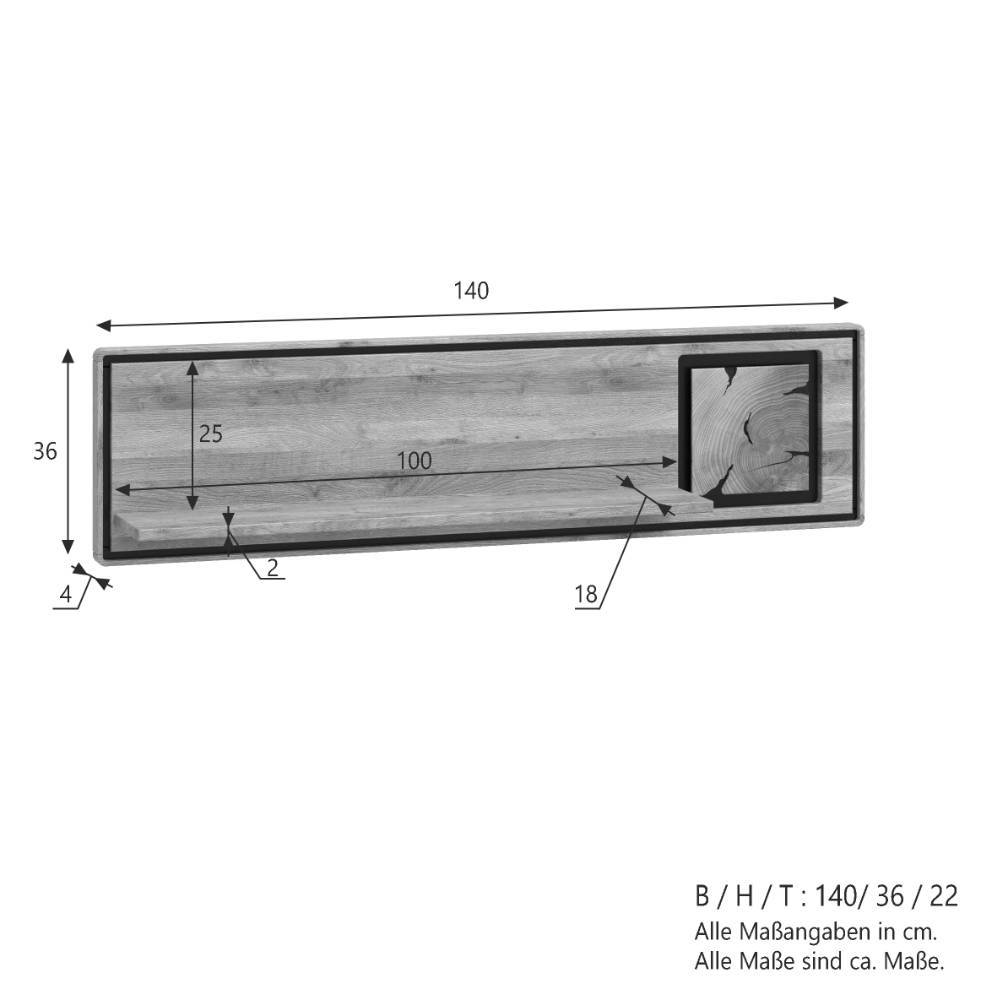 Wildeiche Wandboard mit Hirnholz Applikation - Shipper
