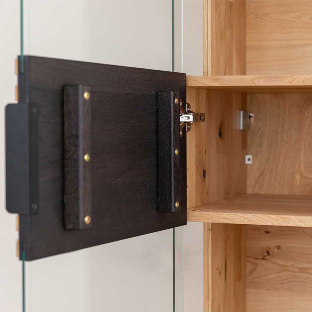 Massivholz Vitrine in Eiche mit Schwarz - Eribella