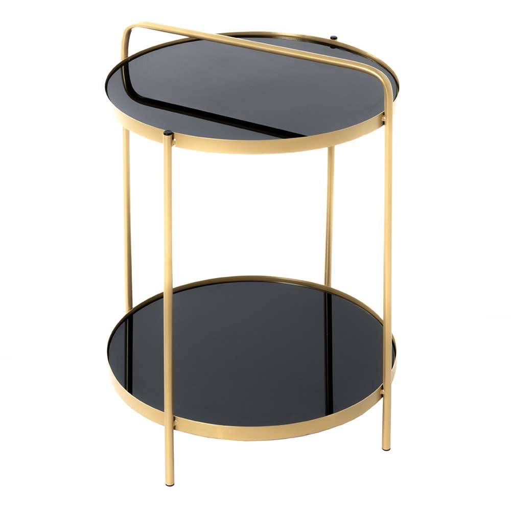 Beistelltisch mit 2 Schwarzglas Platten - Friscura