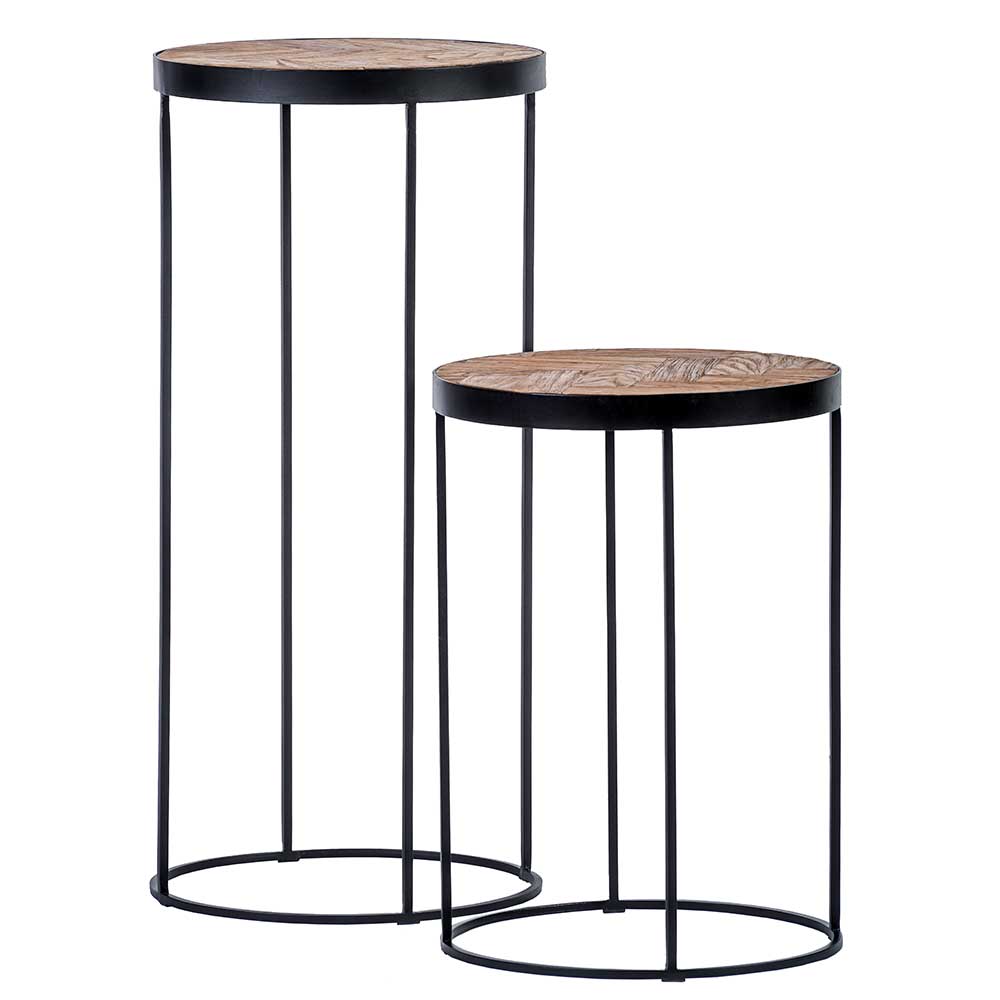 Runde Beistelltische aus Teak - Josepha (zweiteilig)