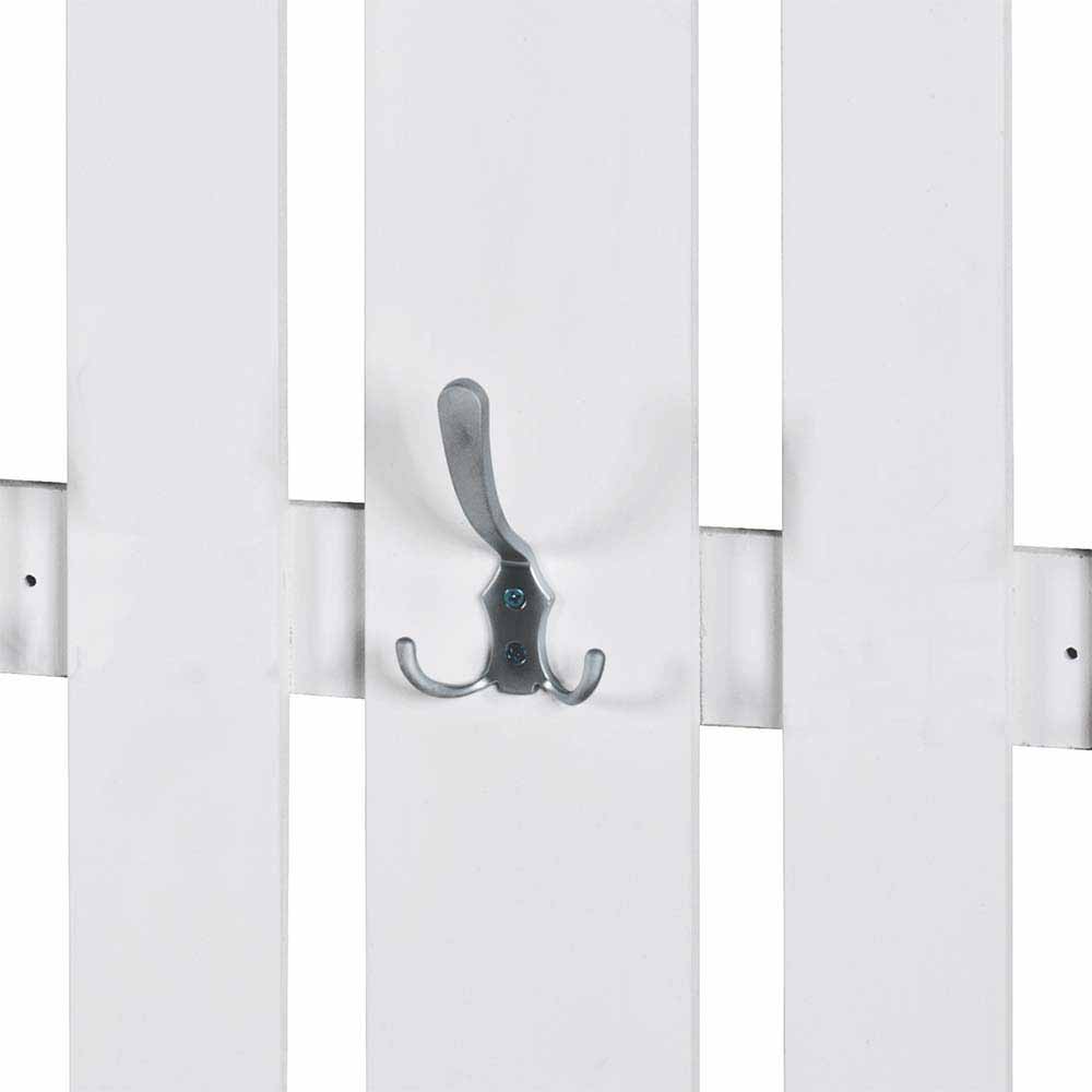 Klassisches Garderobenpaneel in Weiß 65cm breit Vaipuran mit 8 Metallhaken