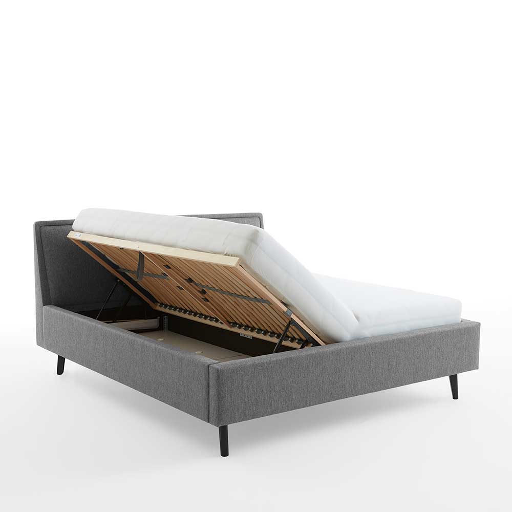Skandi Polsterbett in Grau Stoff - Optica