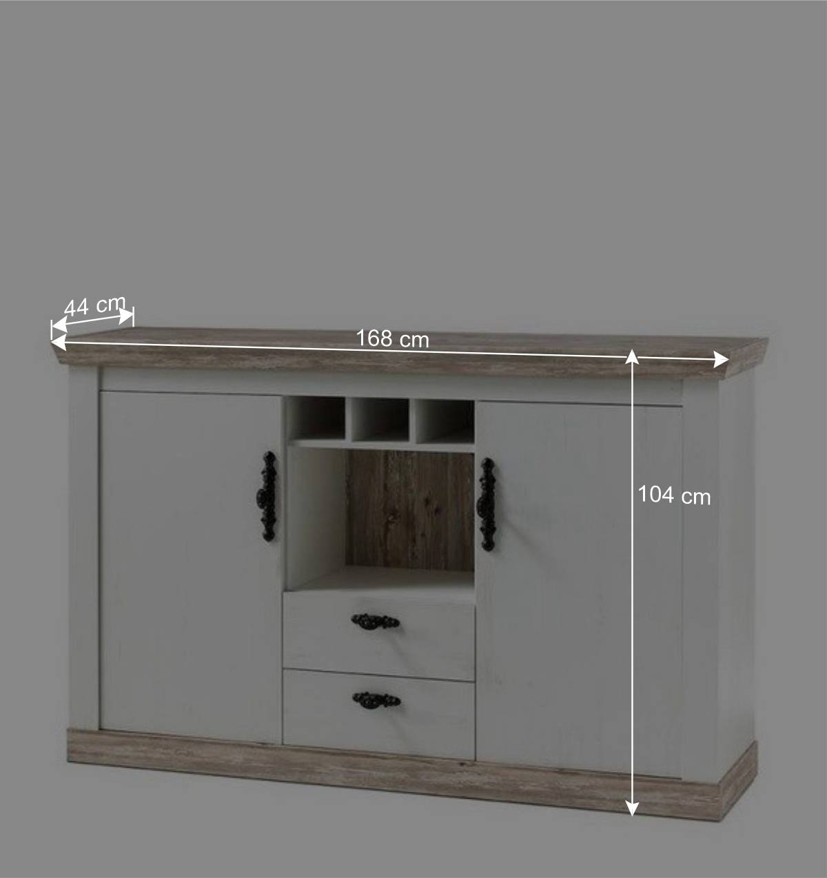 Stauraum Sideboard im Scandi Landhaus Stil Nedita in Weiß