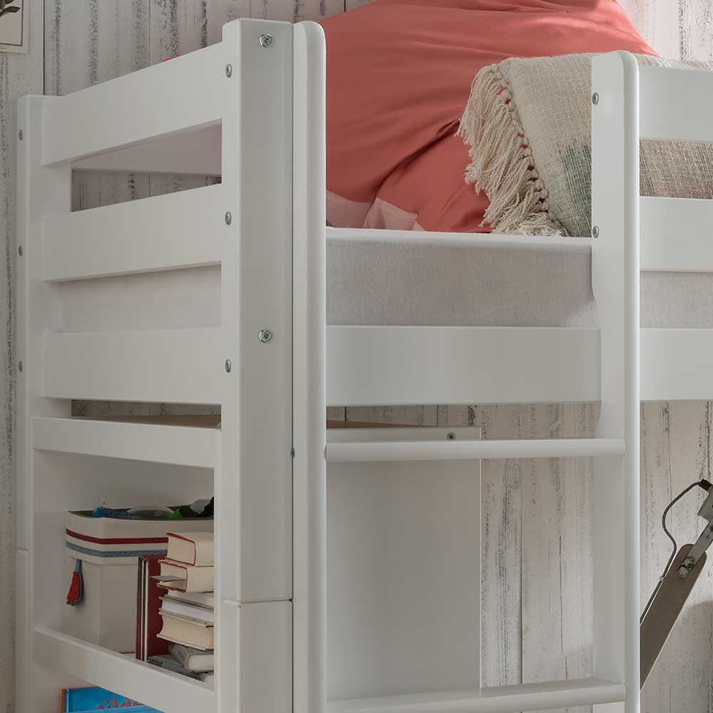 Hochbett & Einzelbett & Regal Set - Polar (zweiteilig)