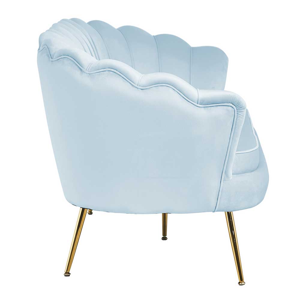 3er Samtsofa im Muscheldesign in Hellgrau - Montreal