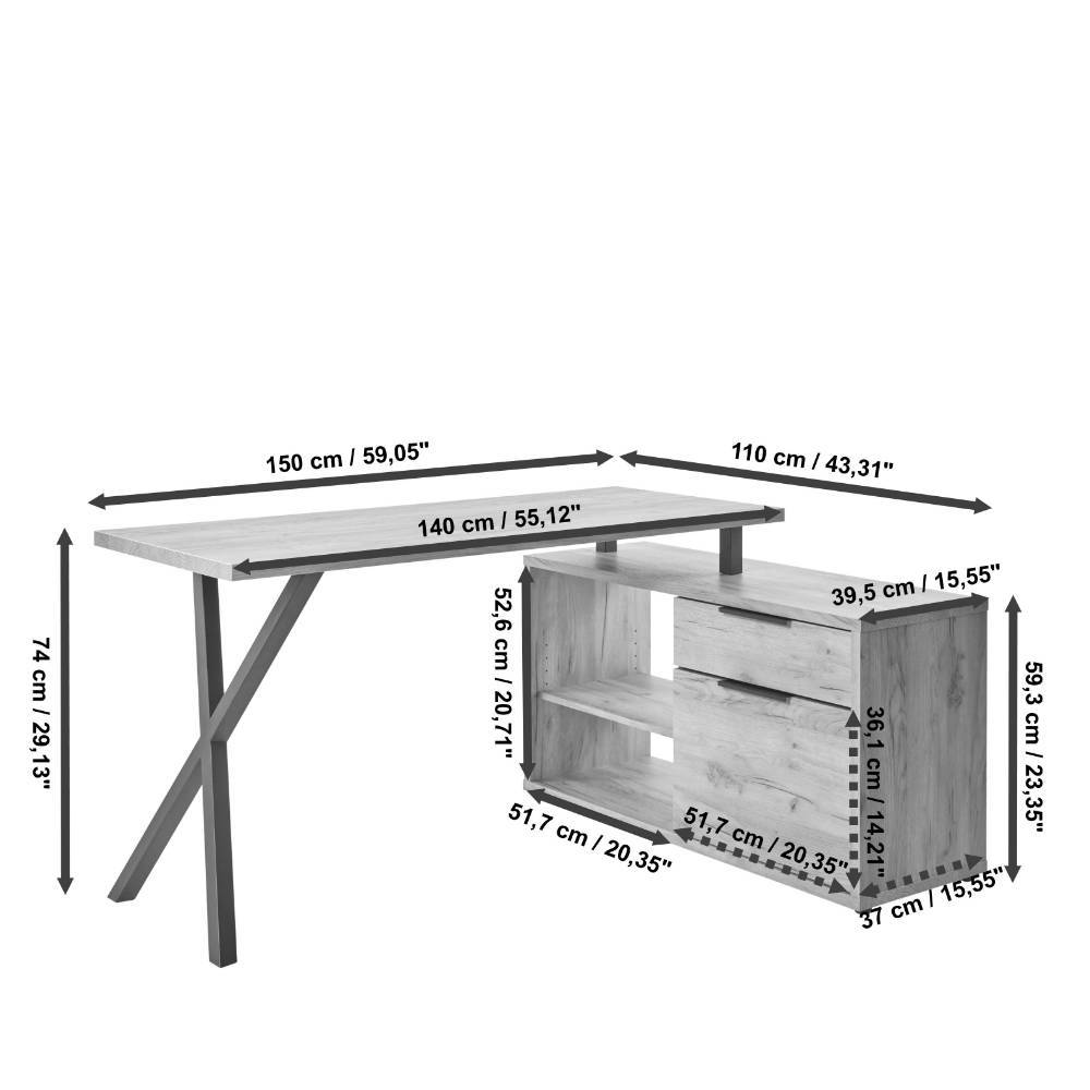 Home Office Schreibtisch mit Stauraum - Sovecca
