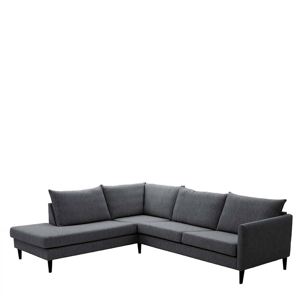 Skandi Ecksofa in Anthrazit mit Schwarz - Soltropa