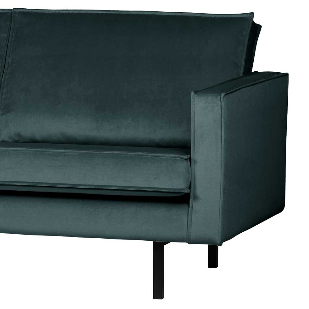Samt 3 Sitzer Couch in Blau - Fledos