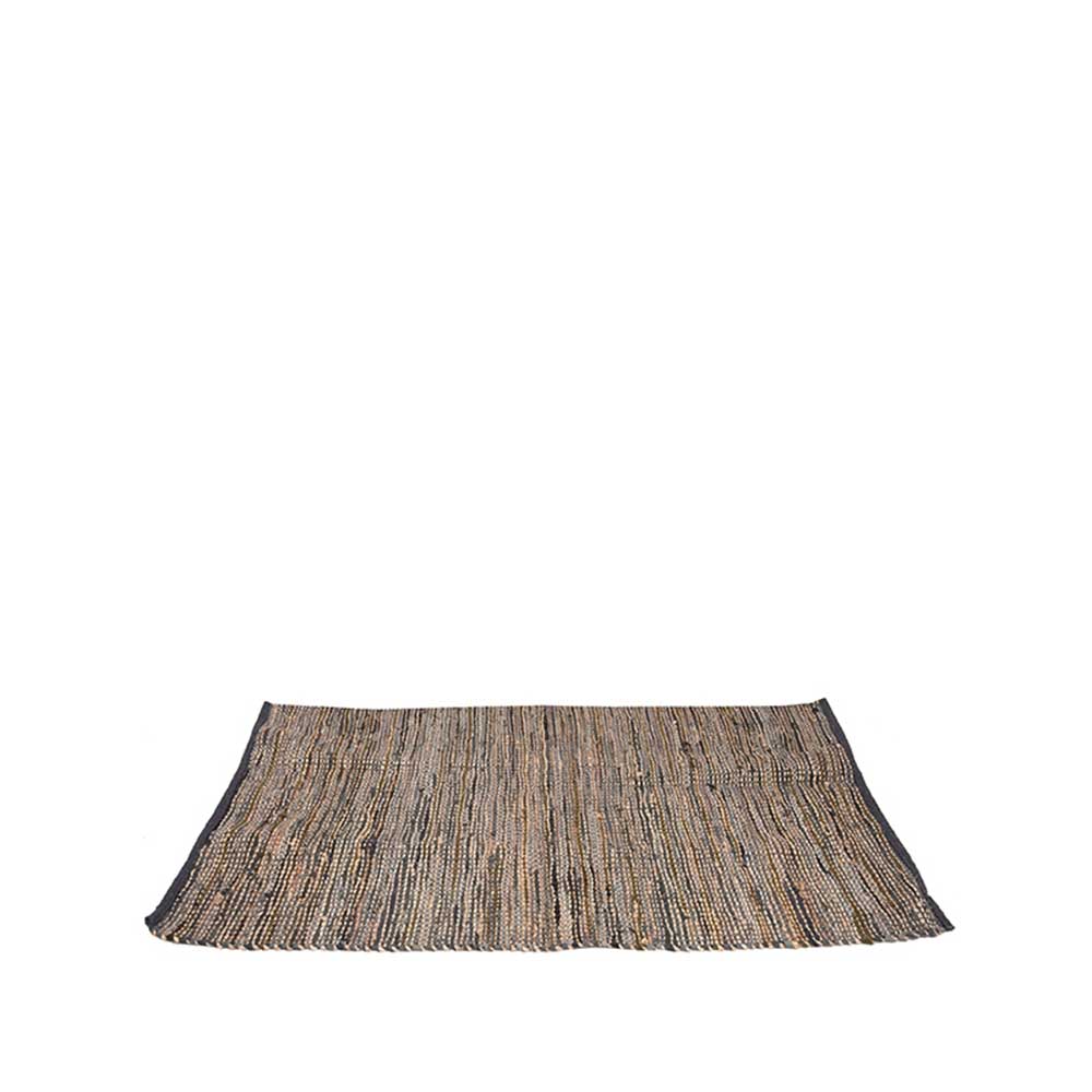 Handgefertigter Teppich aus Jute und Leder Resten - Janton