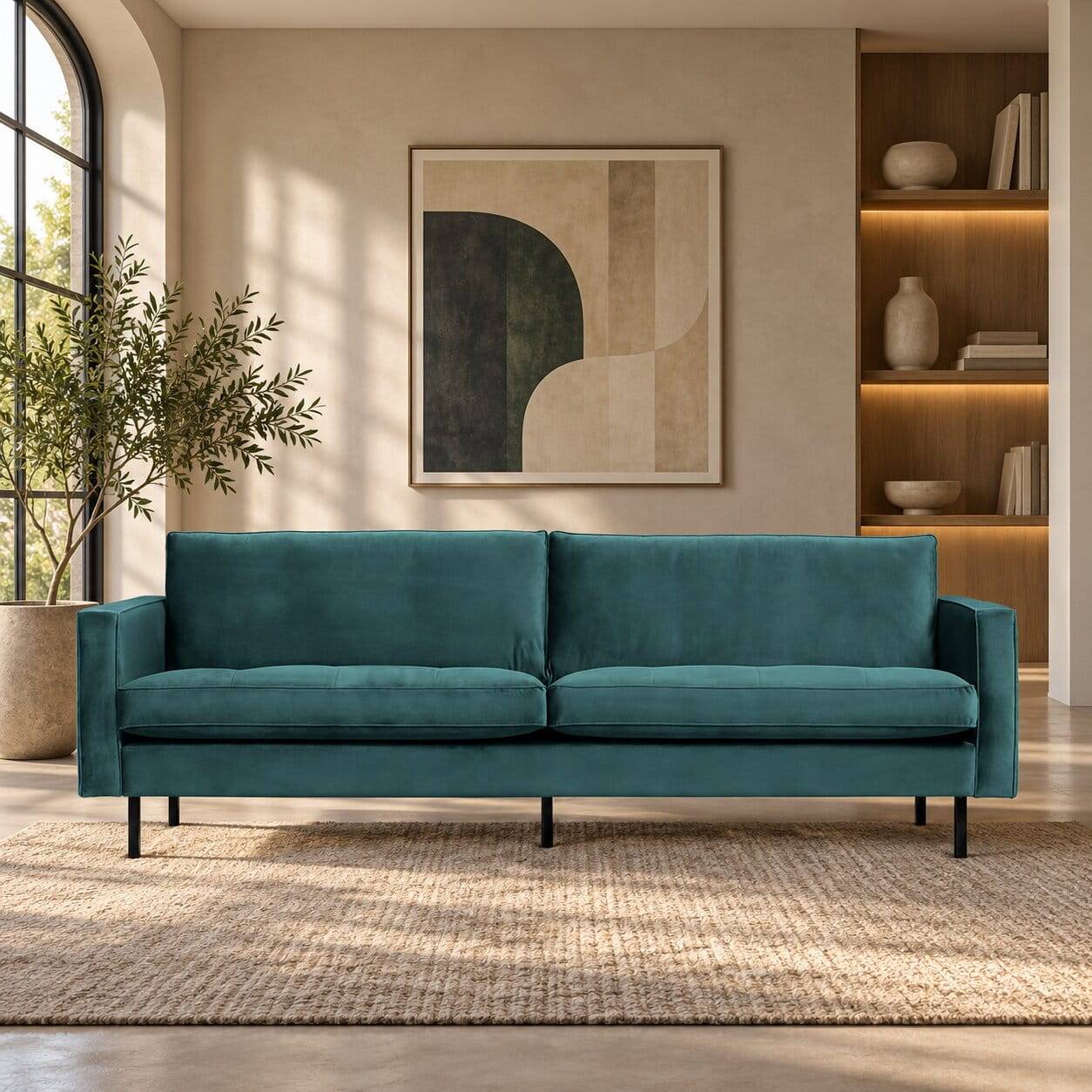 Samtcouch in Blau Petrol - Fledos I