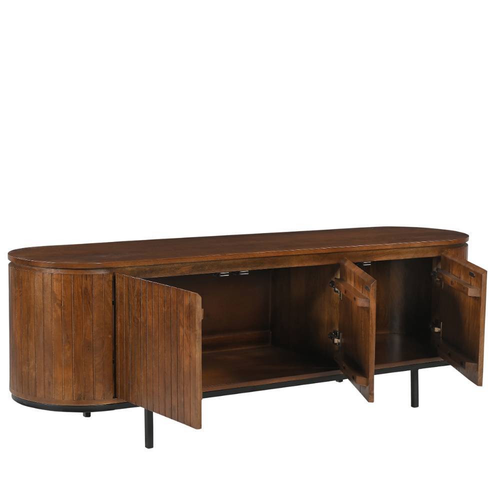 Offenes Retro Design Lowboard aus massivem Mangoholz mit viel Stauraum für Ihr Wohnzimmer – Galadira