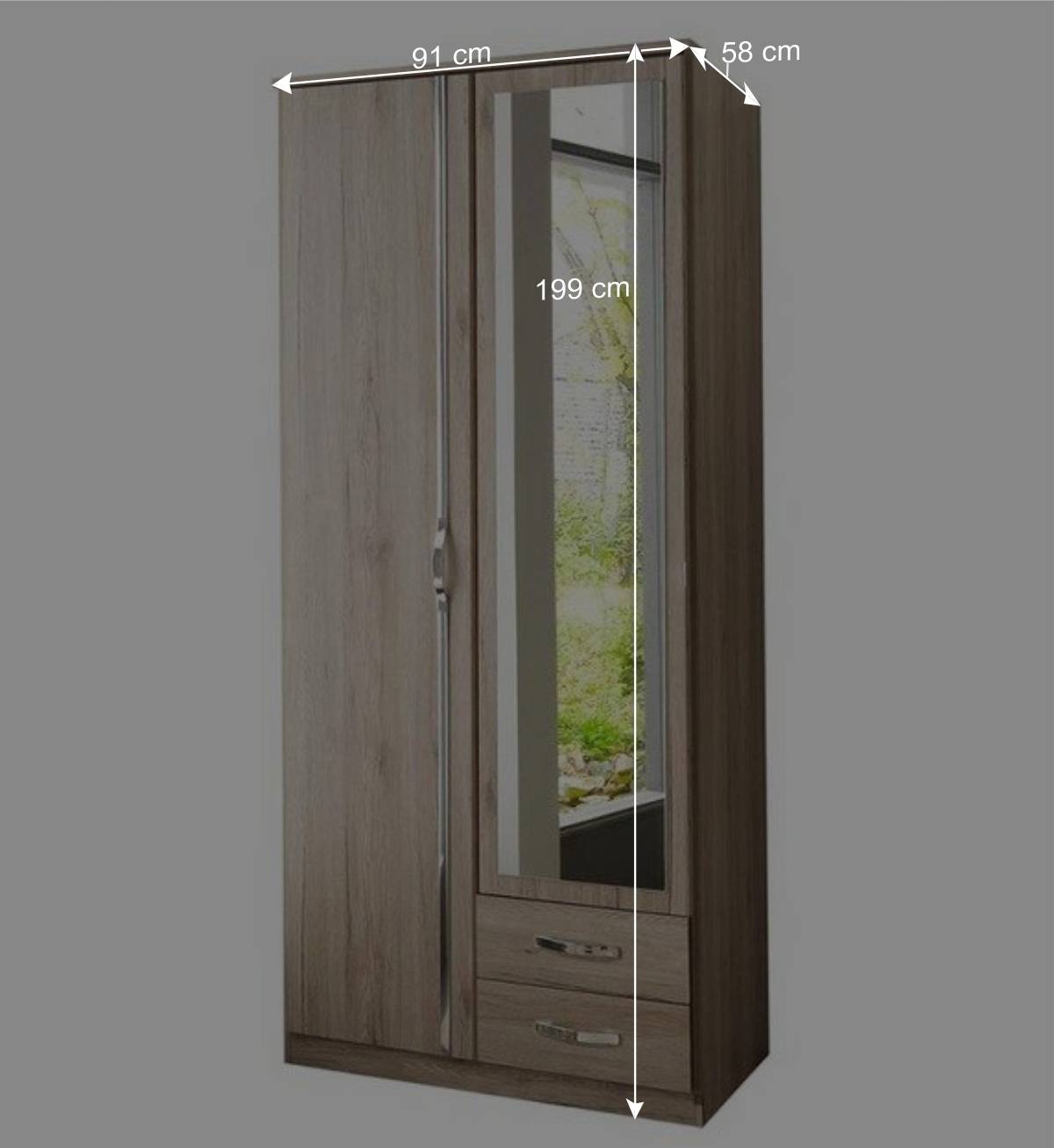 Schmaler Kleiderschrank mit zwei Schubladen - Lagunara