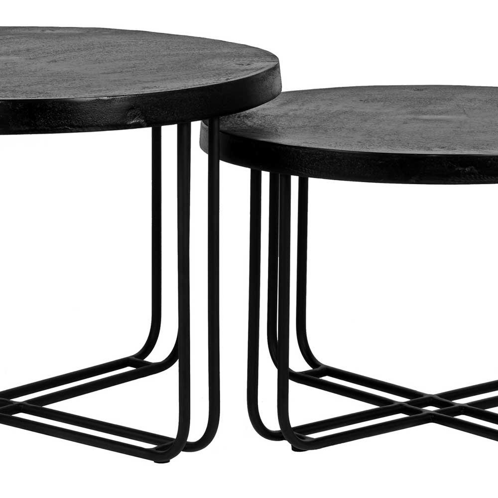 Runder Zweisatztisch in Schwarz - Izao (zweiteilig)