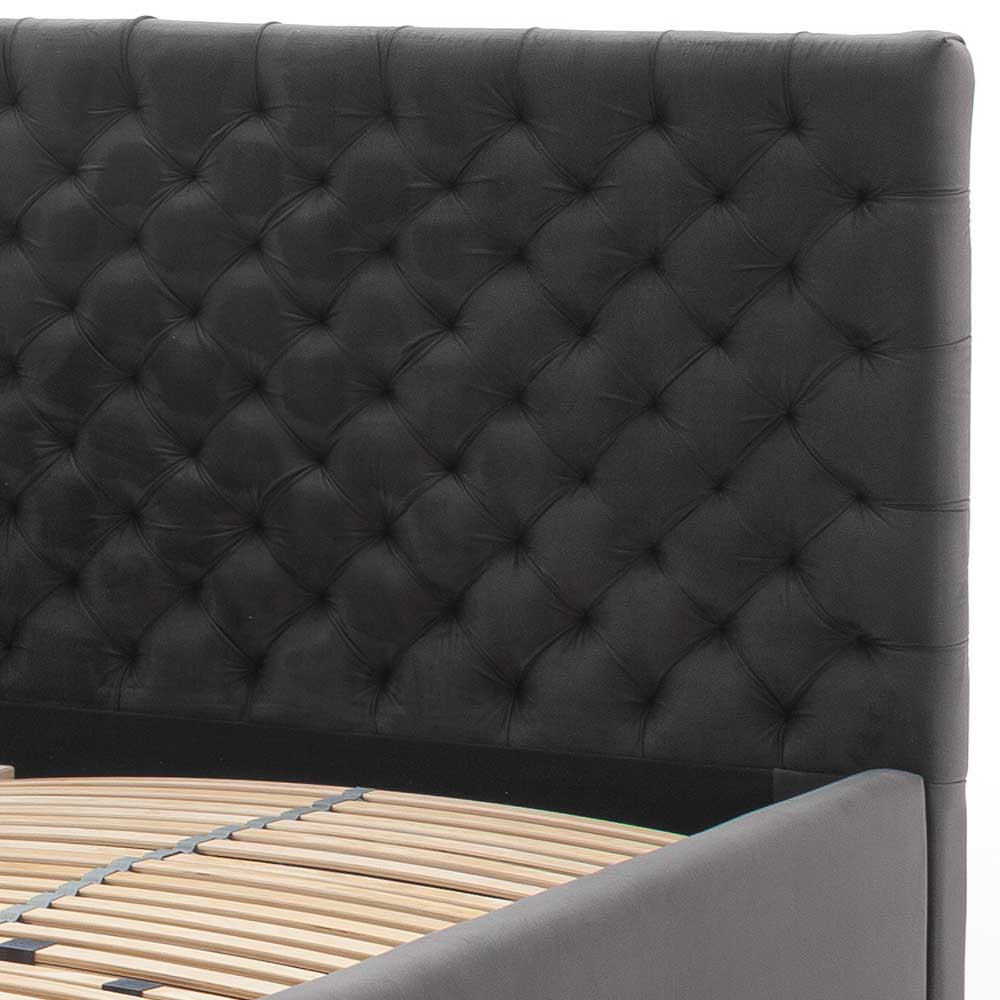 Chesterfield Samtbett in Anthrazit - Satos