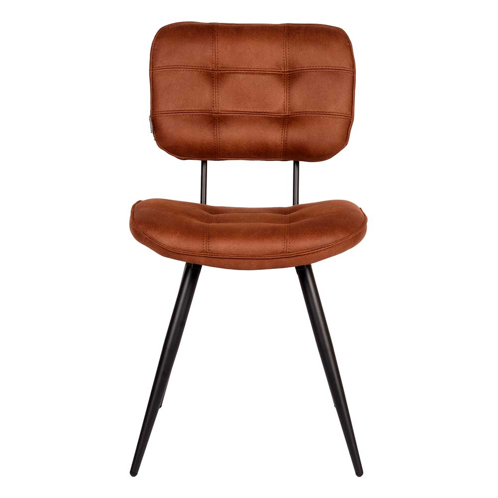 Polsterstuhl in Cognac Braun Microfaser - Lukassa (2er Set)