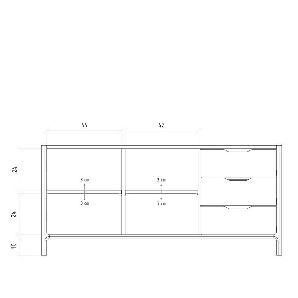 Kombi-Sideboard aus Wildeiche Massivholz - Laida
