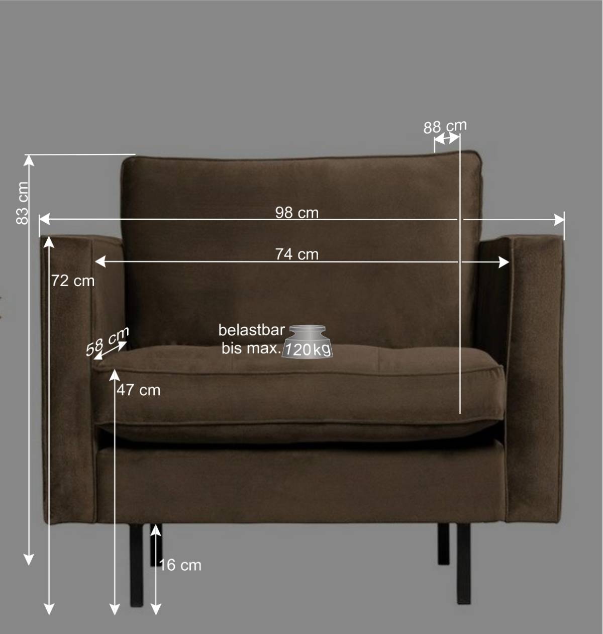 Wohnzimmer Sessel in Blau Samt - Cumagon
